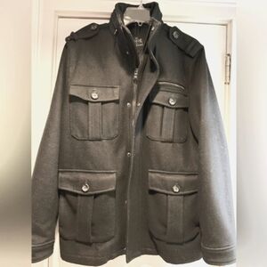 Vintage Express Men's Size Large Military Style Wool Black Field Jacket Coat